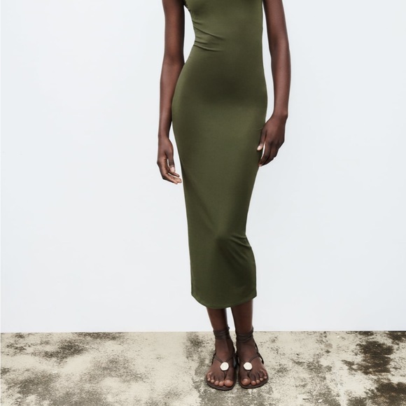 NEW ZARA LONG STRETCHY FITTED DRESS - Picture 3 of 8